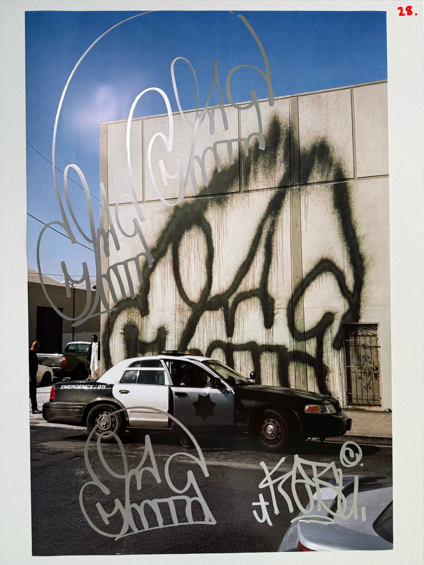 Image of the KATSU Skull Cop #28 poster laid out.