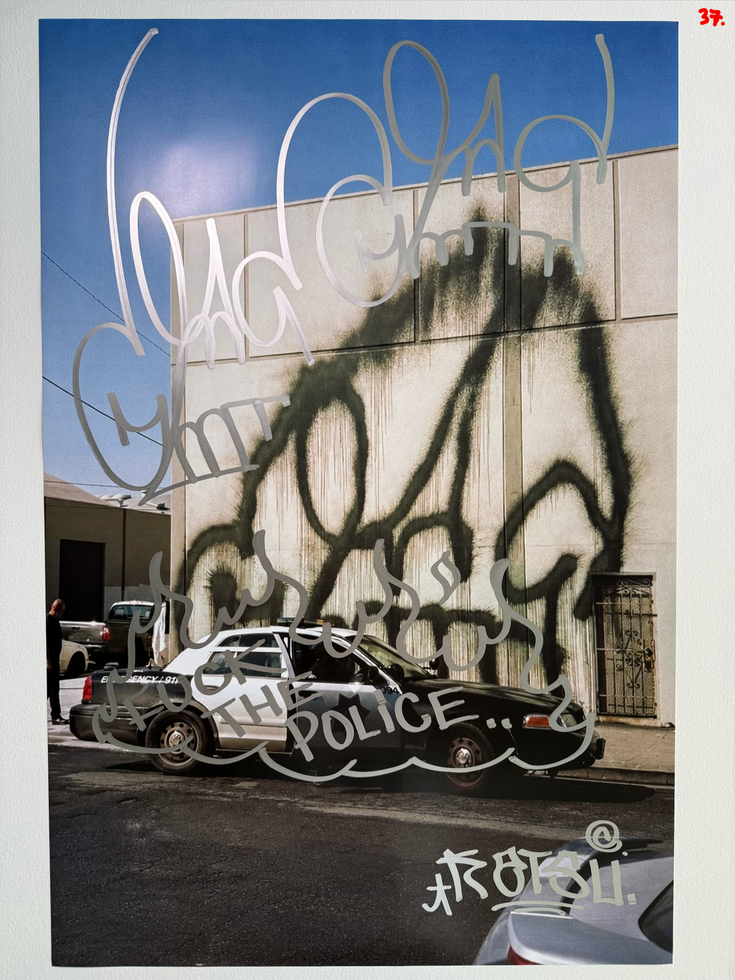 Image of the KATSU Skull Cop #37 poster laid out.