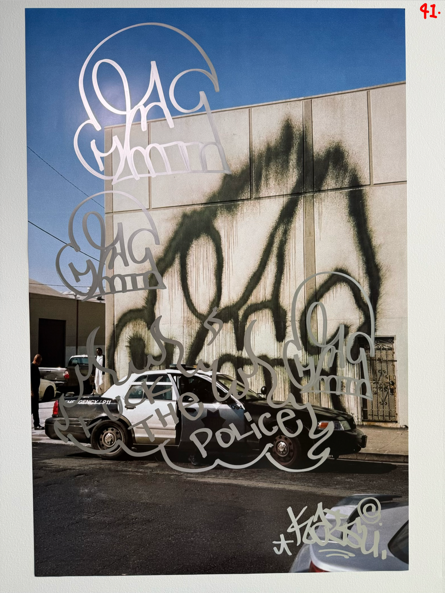 Image of the KATSU Skull Cop #41 poster laid out.