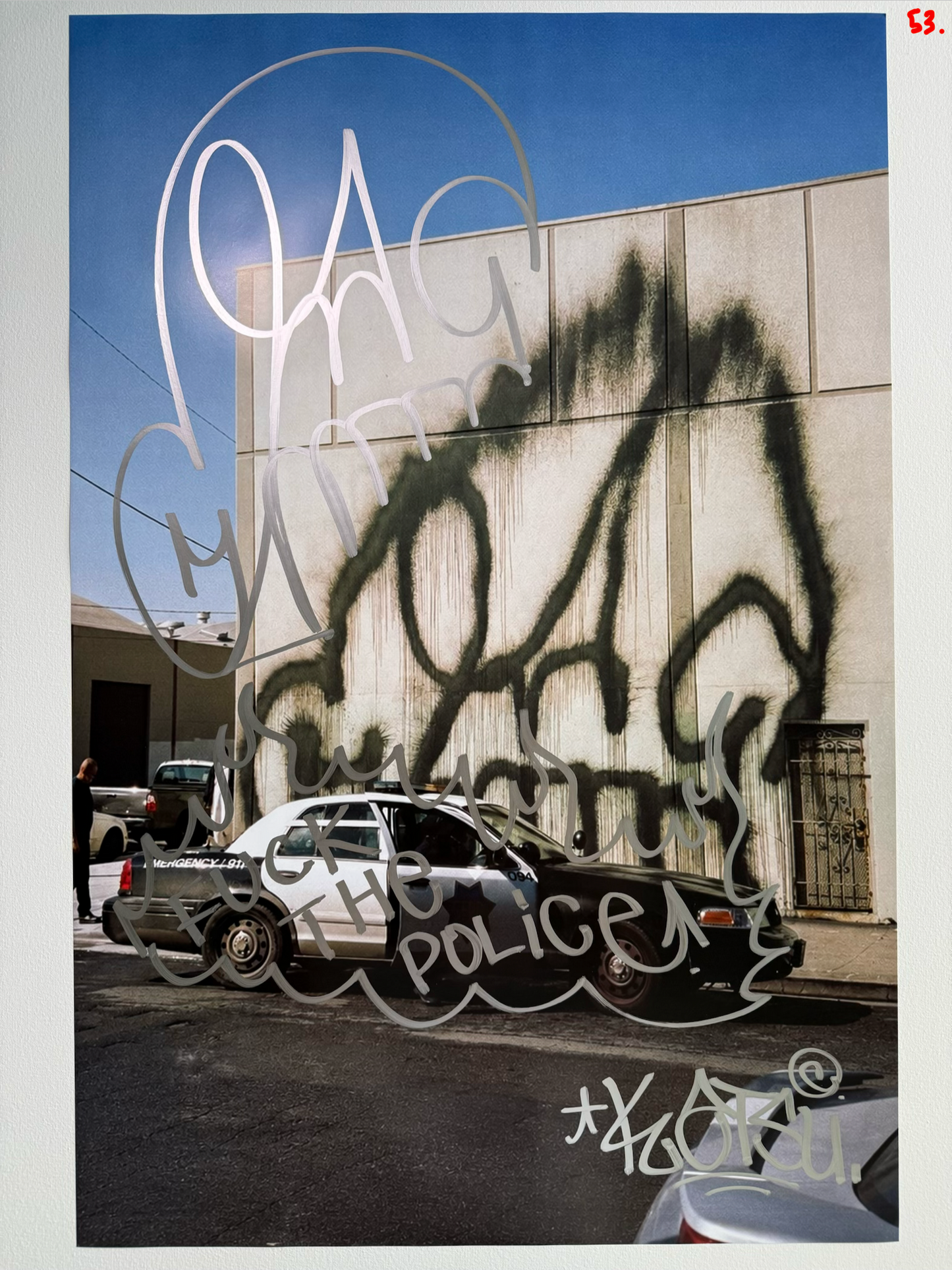 Image of the KATSU Skull Cop #53 poster laid out.