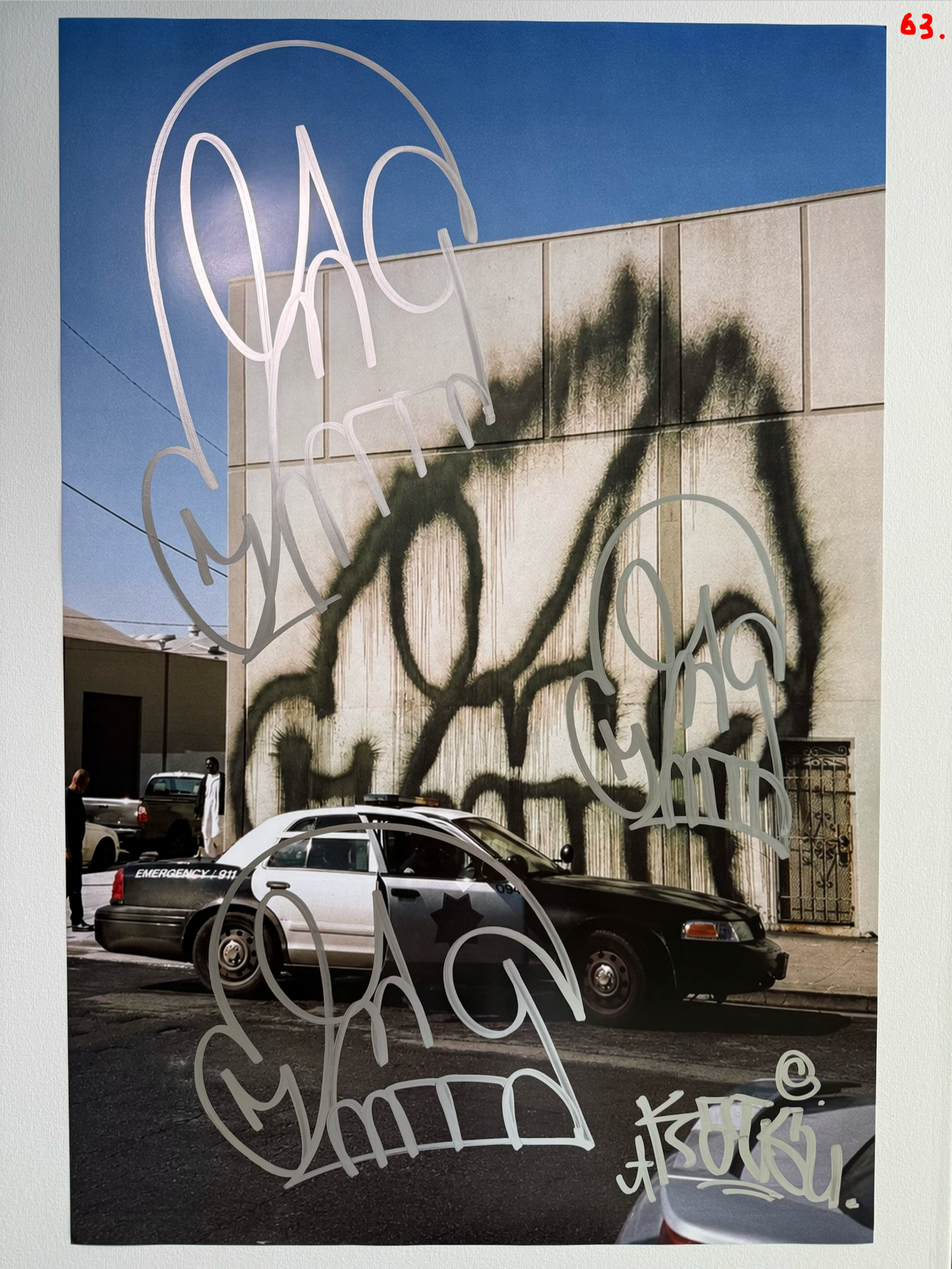Image of the KATSU Skull Cop #63 poster laid out.