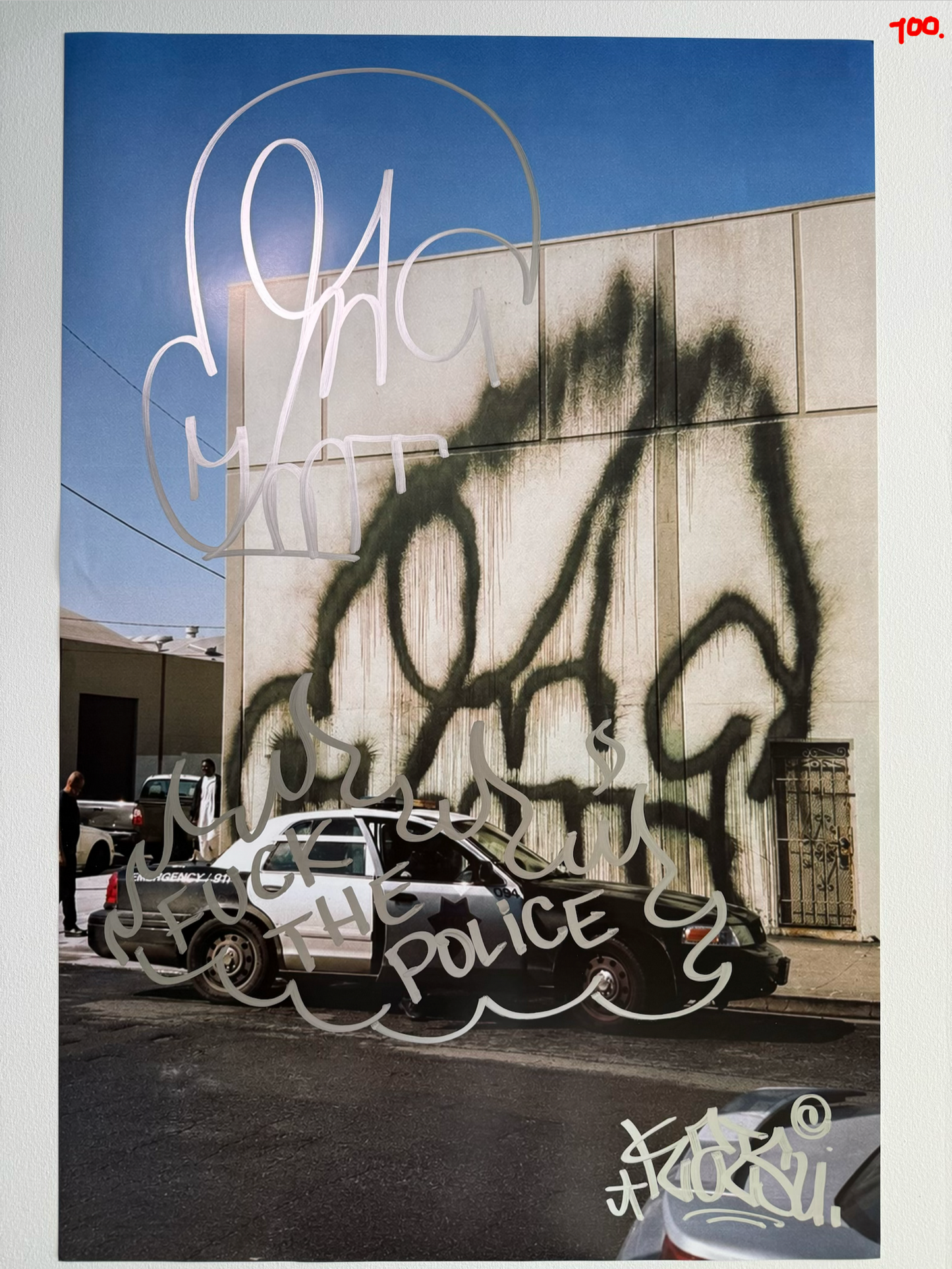 Image of the KATSU Skull Cop #100 poster laid out.