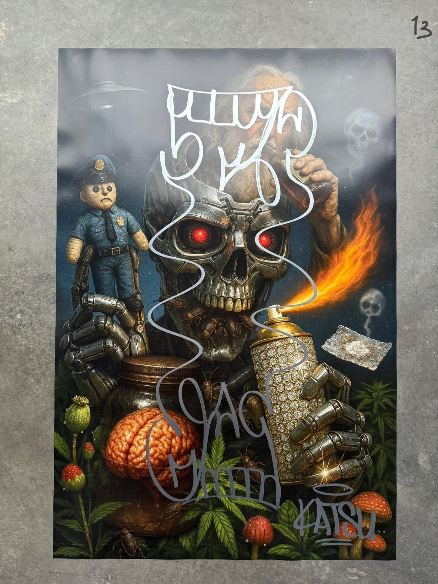 Image of the Toxic God #13 poster laid out.