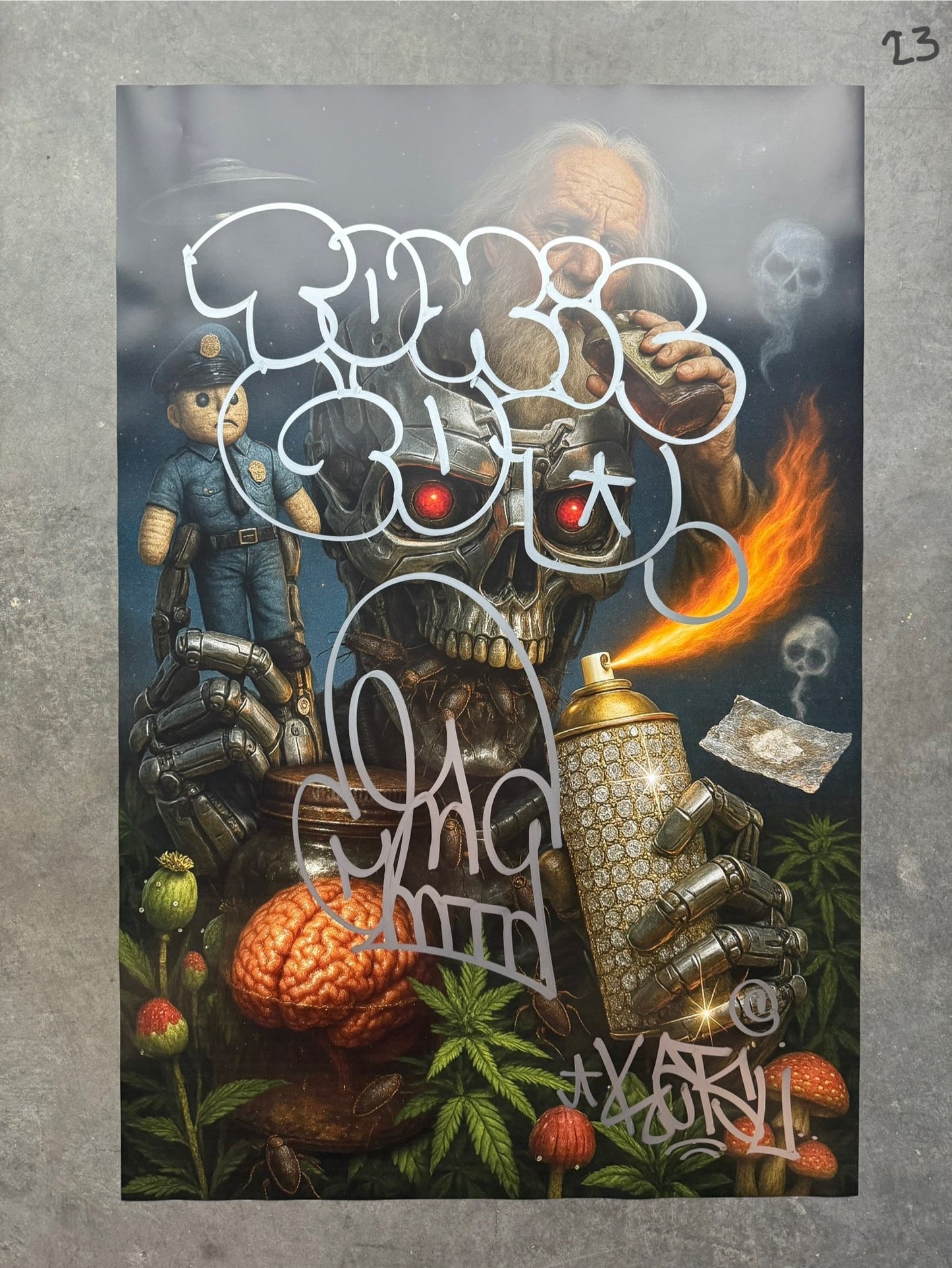 Image of the Toxic God #23 poster laid out.
