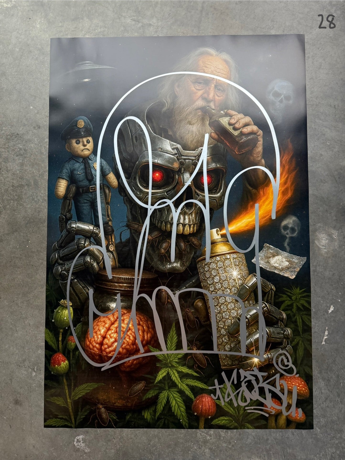 Image of the Toxic God #28 poster laid out.