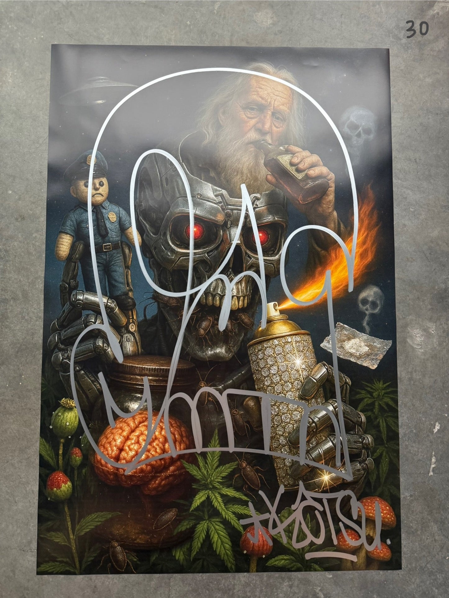 Image of the Toxic God #30 poster laid out.