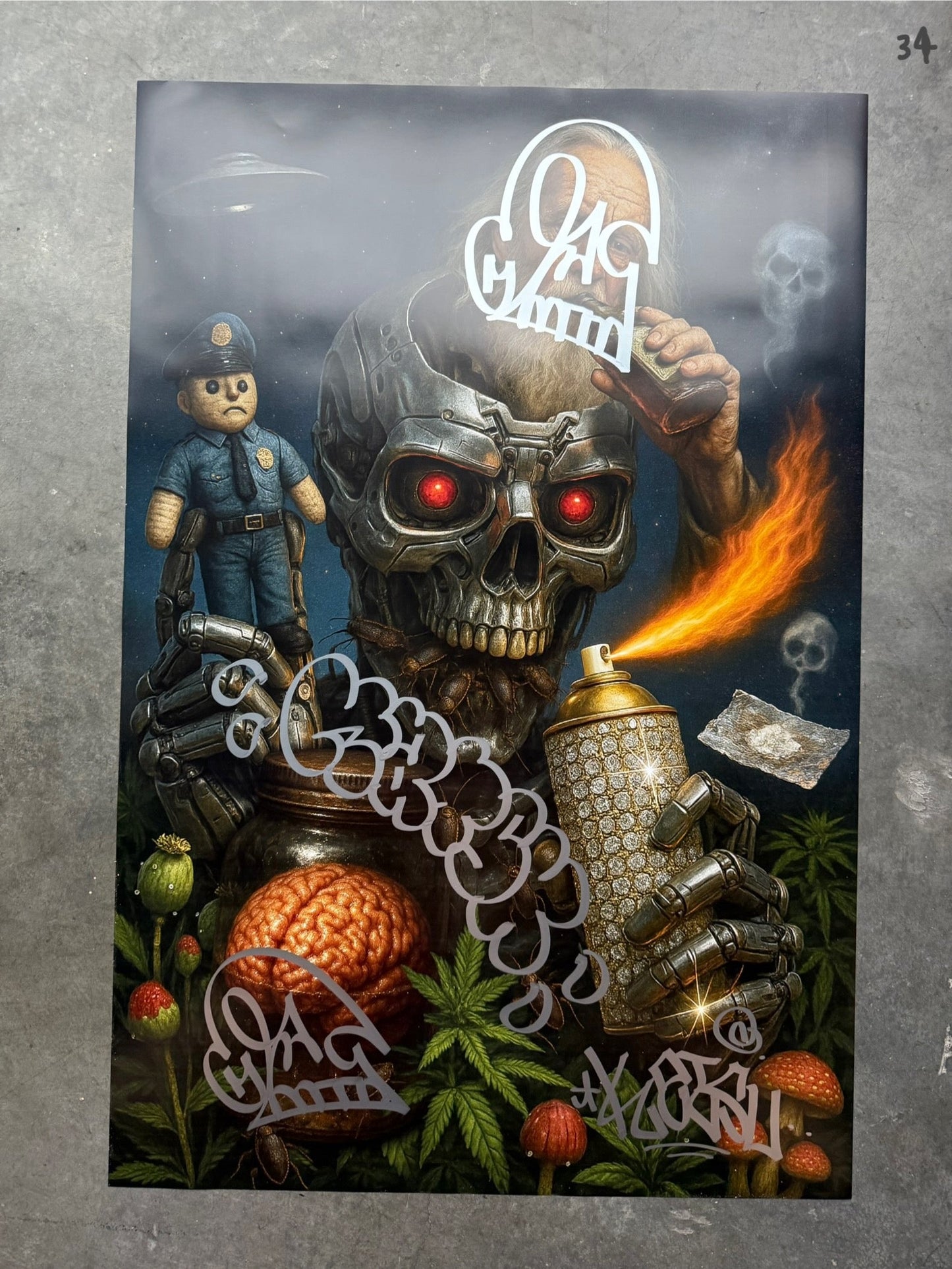 Image of the Toxic God #34 poster laid out.