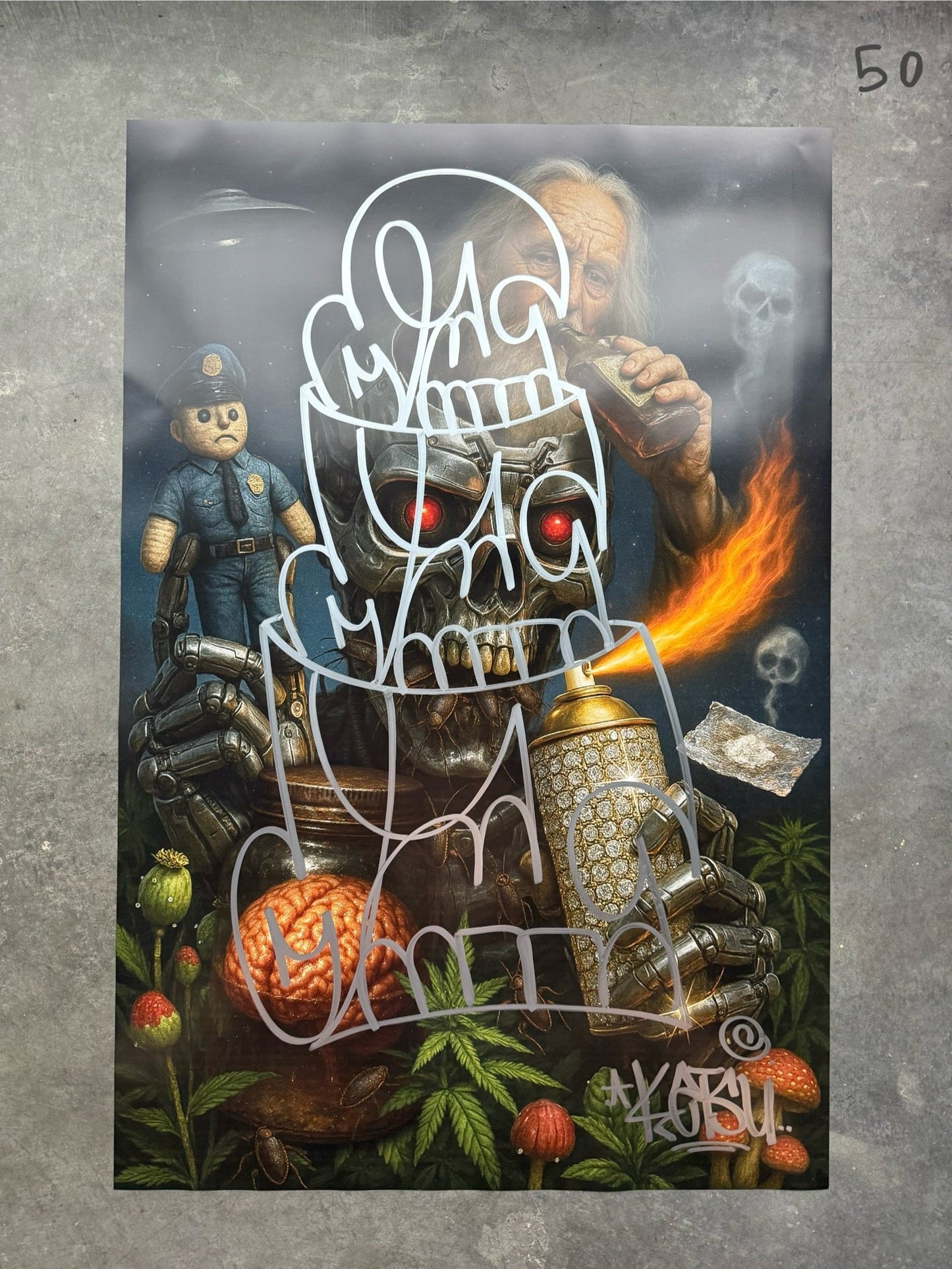 Image of the Toxic God #50 poster laid out.