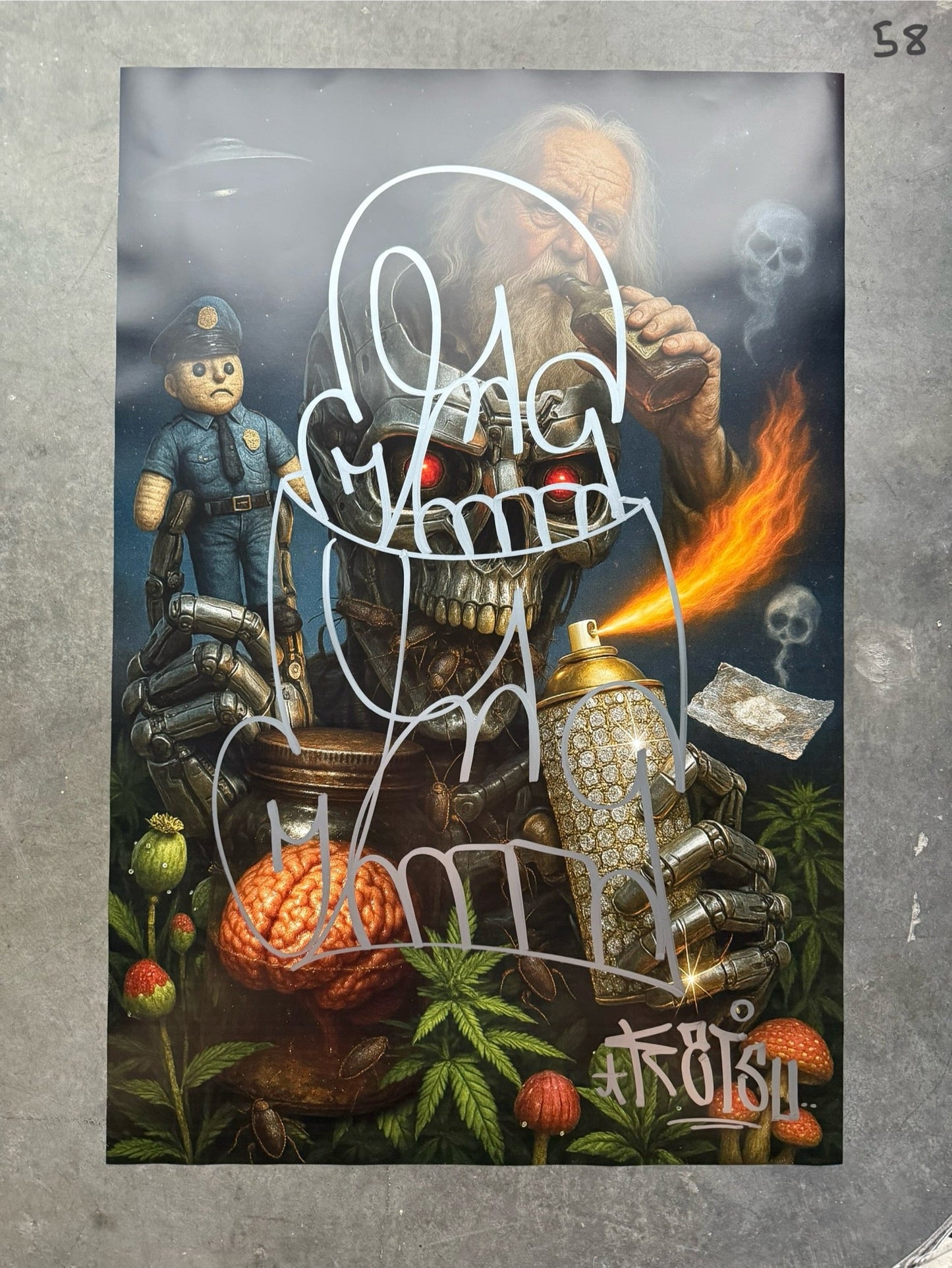 Image of the Toxic God #58 poster laid out.