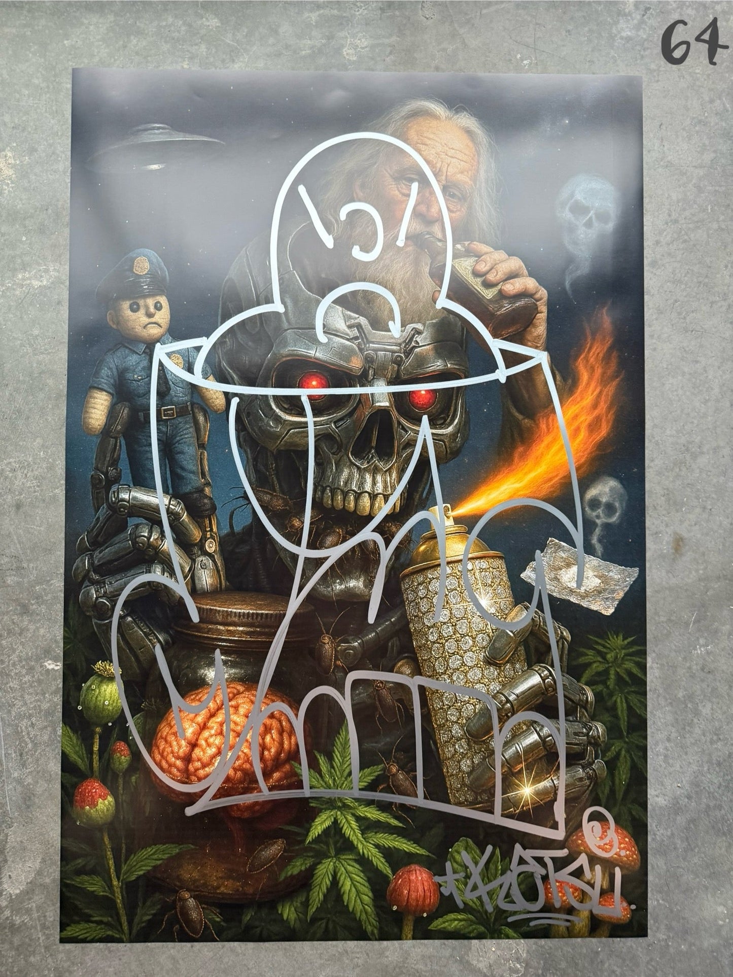 Image of the Toxic God #64 poster laid out.