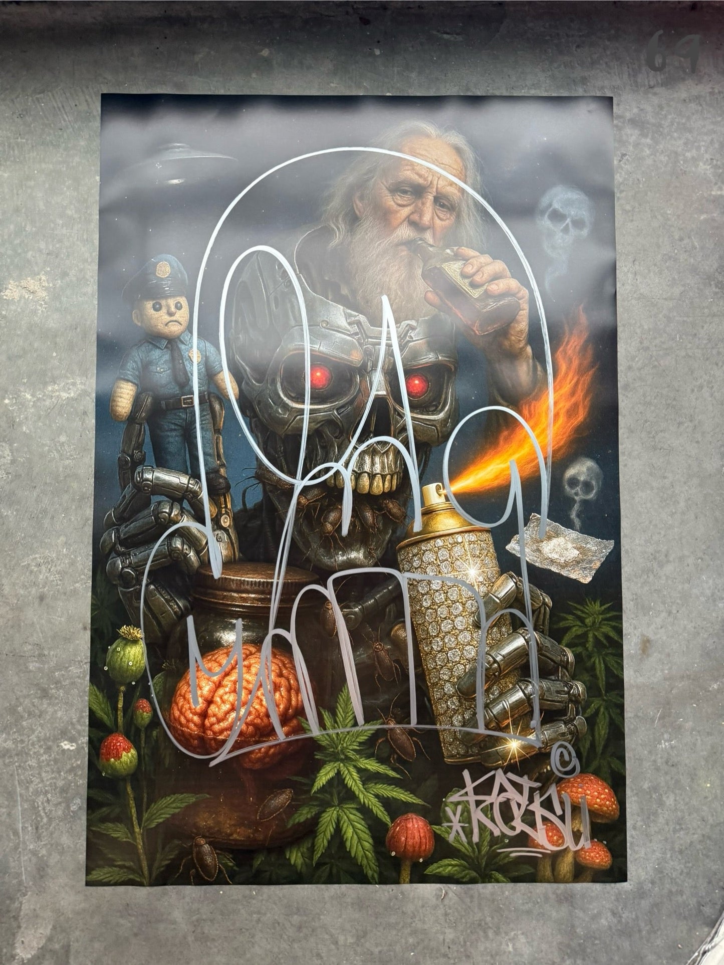 Image of the Toxic God #69 poster laid out.