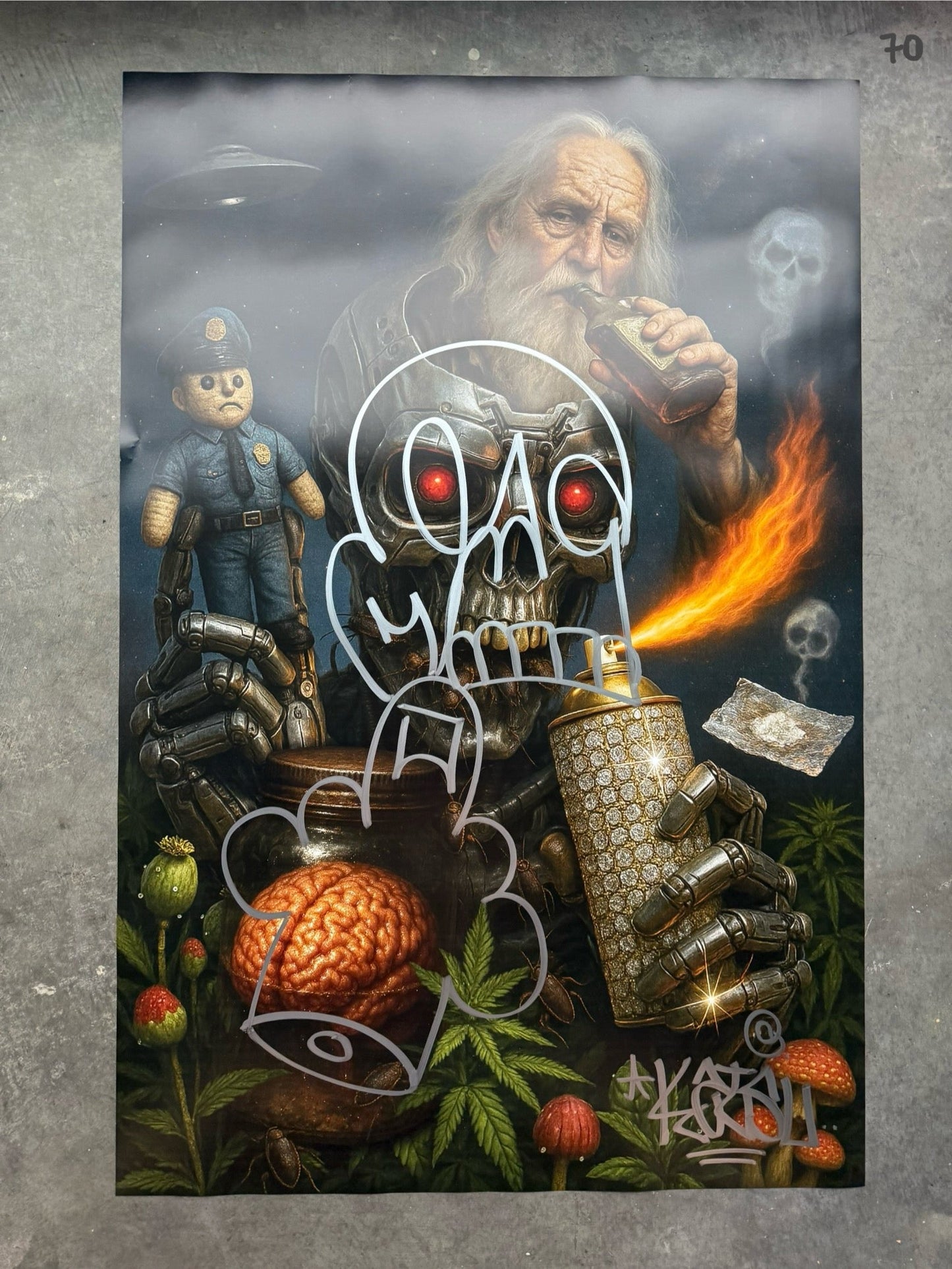 Image of the Toxic God #70 poster laid out.