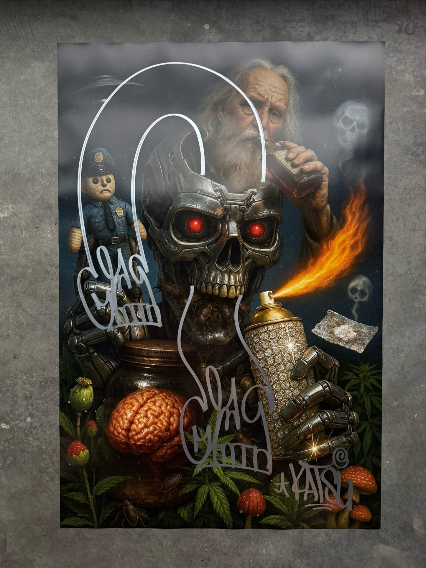 Image of the Toxic God #80 poster laid out.