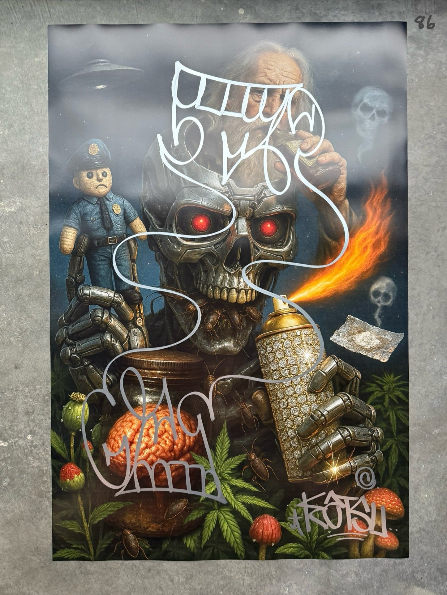 Image of the Toxic God #86 poster laid out.
