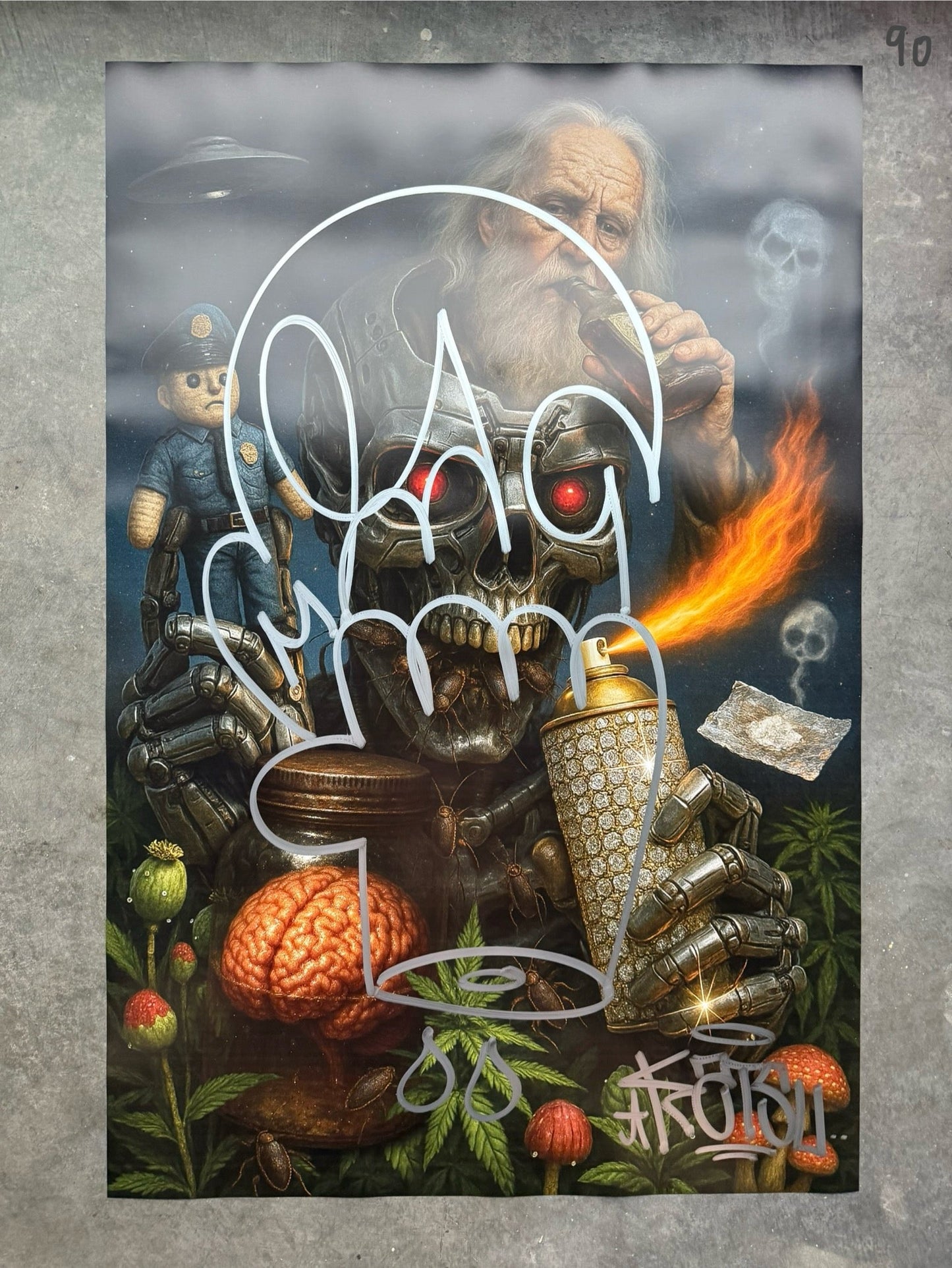 Image of the Toxic God #90 poster laid out.