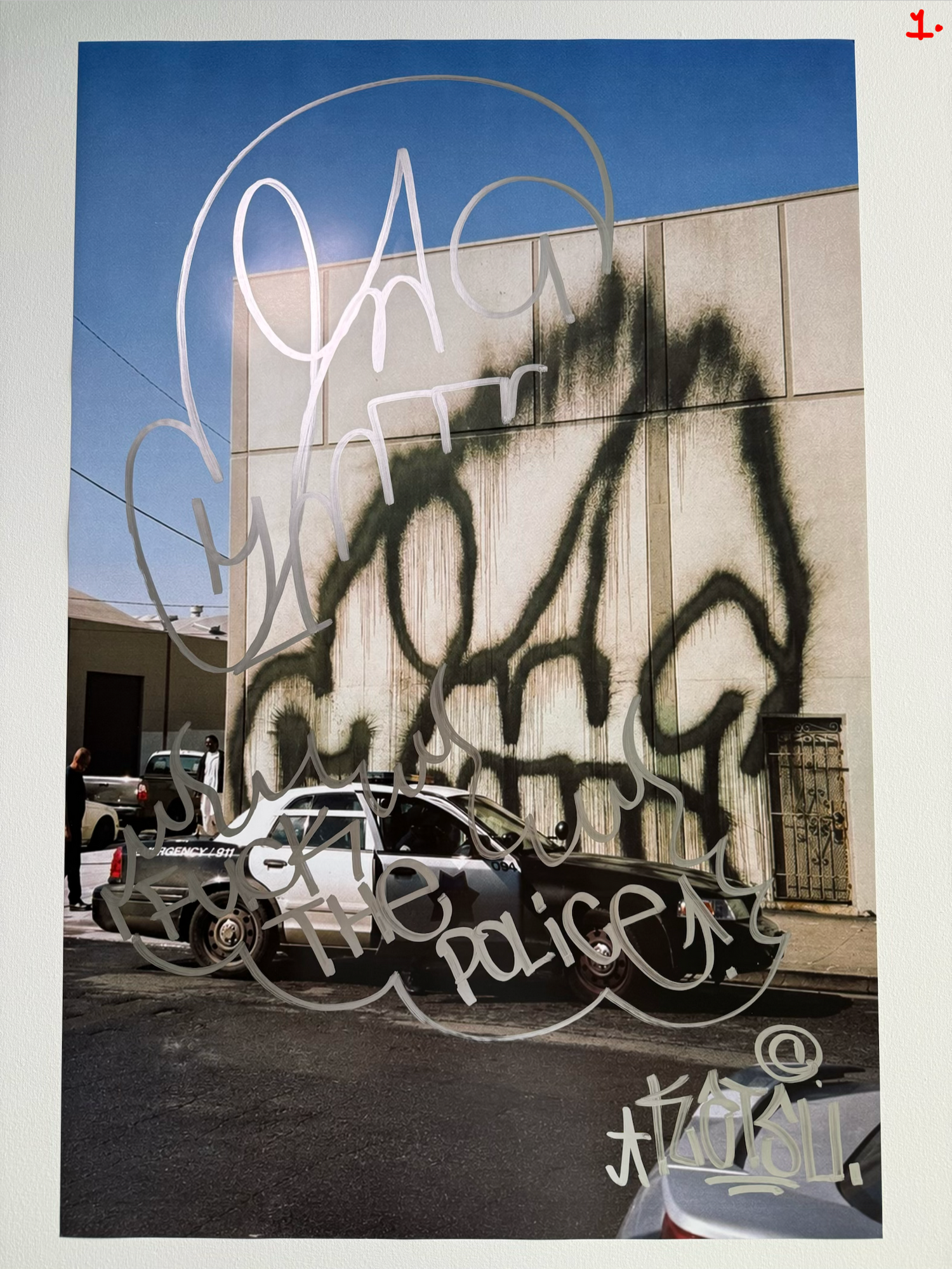 Image of the KATSU Skull Cop #1 poster laid out.