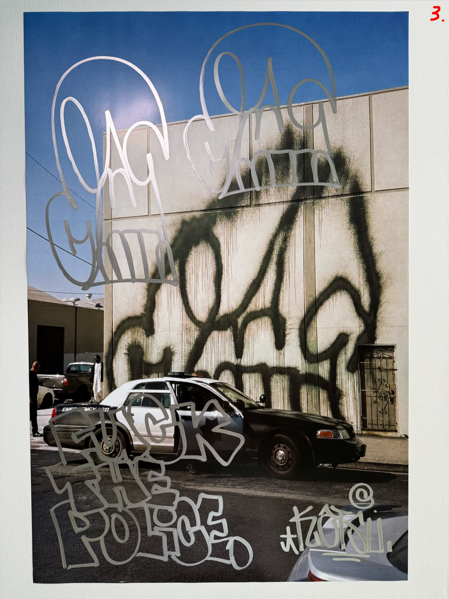 Image of the KATSU Skull Cop #3 poster laid out.