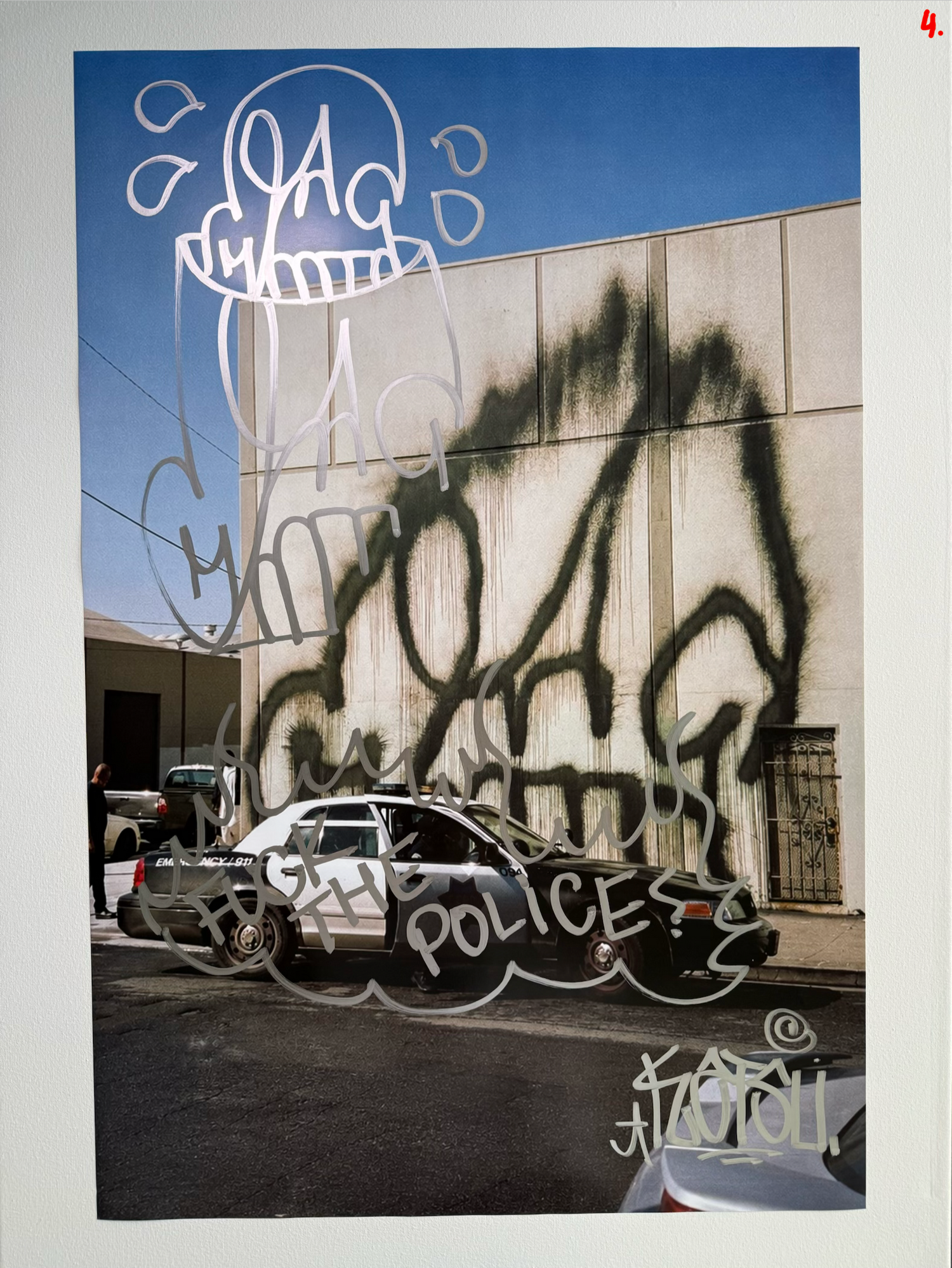 Image of the KATSU Skull Cop #4 poster laid out.