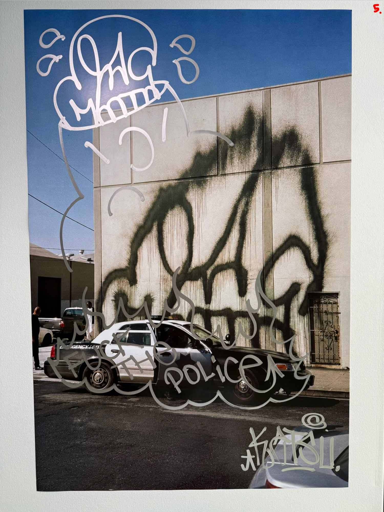 Image of the KATSU Skull Cop #5 poster laid out.