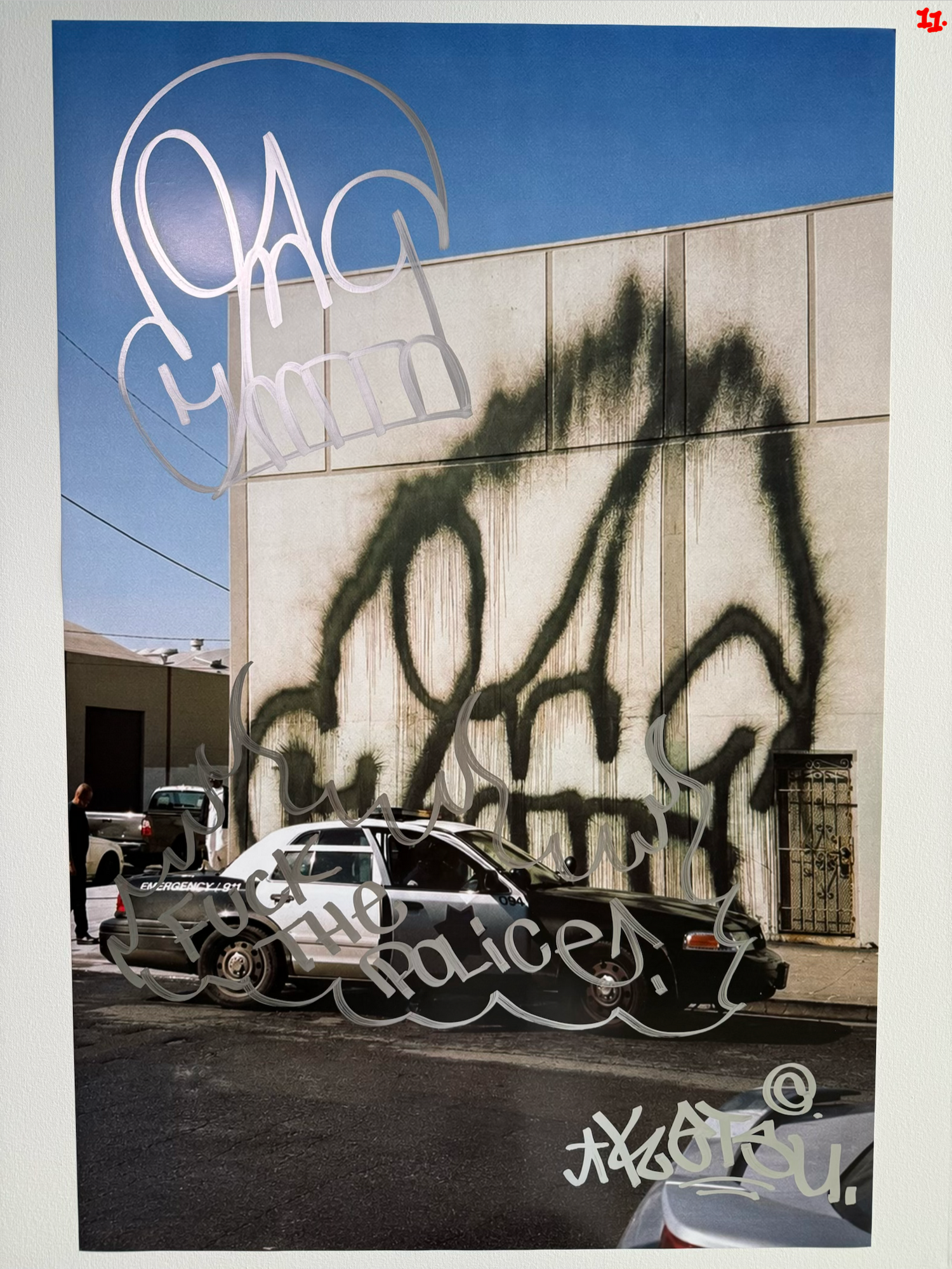 Image of the KATSU Skull Cop #11 poster laid out.