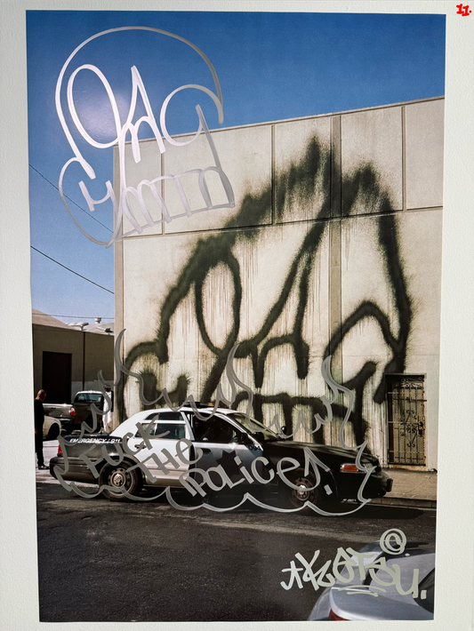Image of the KATSU Skull Cop #11 poster laid out.