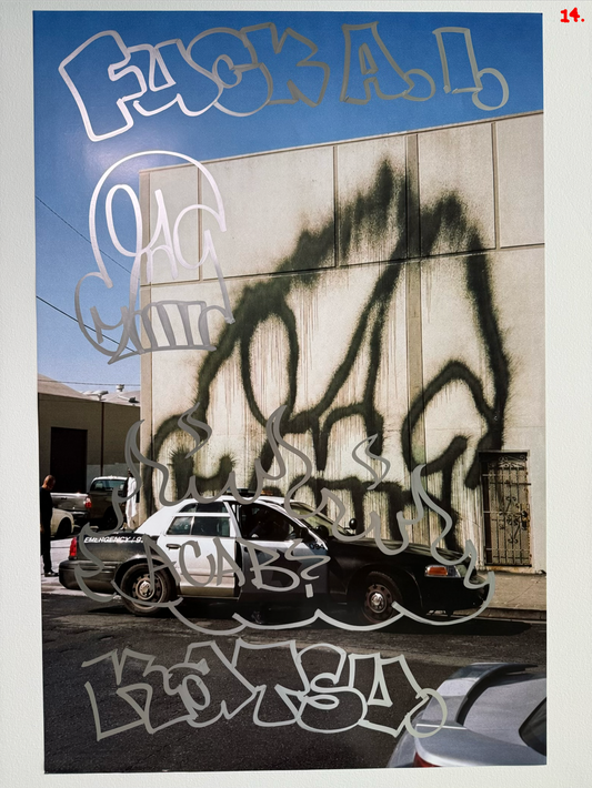 Image of the KATSU Skull Cop #14 poster laid out.