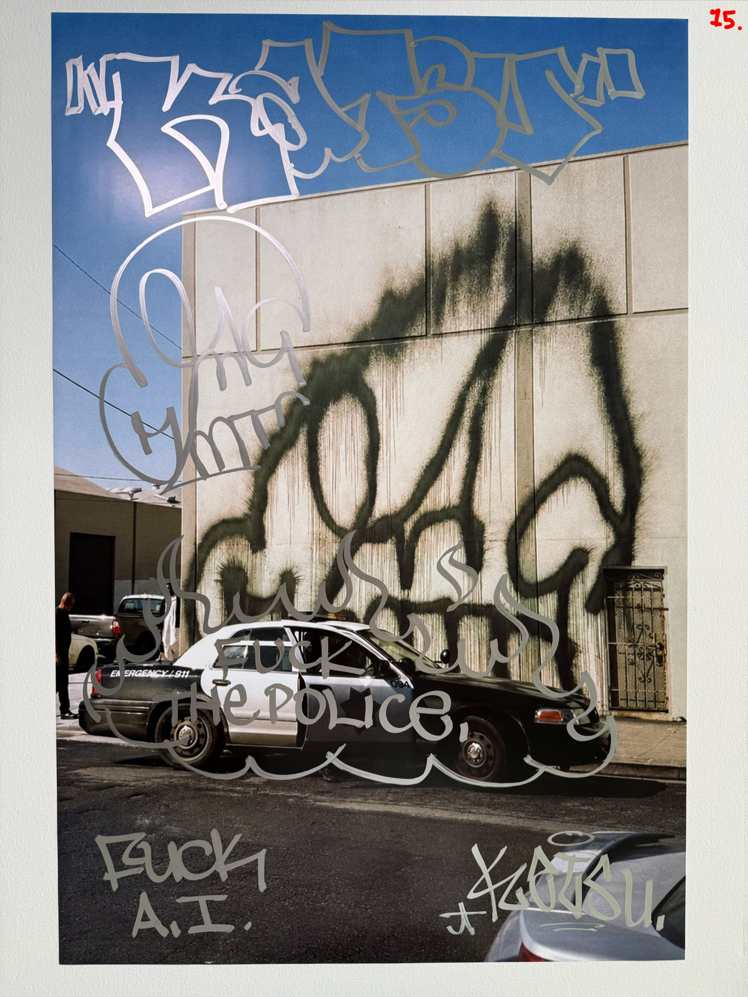 Image of the KATSU Skull Cop #15 poster laid out.