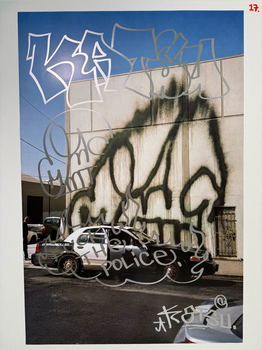 Image of the KATSU Skull Cop #17 poster laid out.