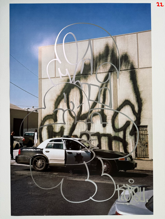 Image of the KATSU Skull Cop #21 poster laid out.