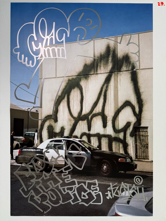 Image of the KATSU Skull Cop #27 poster laid out.
