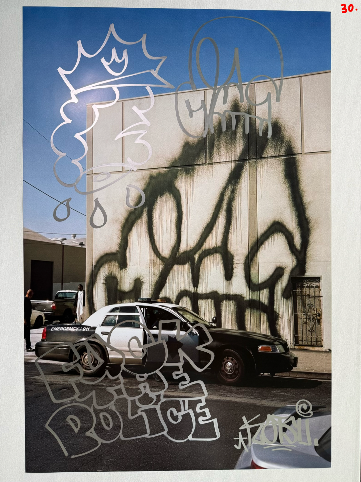 Image of the KATSU Skull Cop #30 poster laid out.