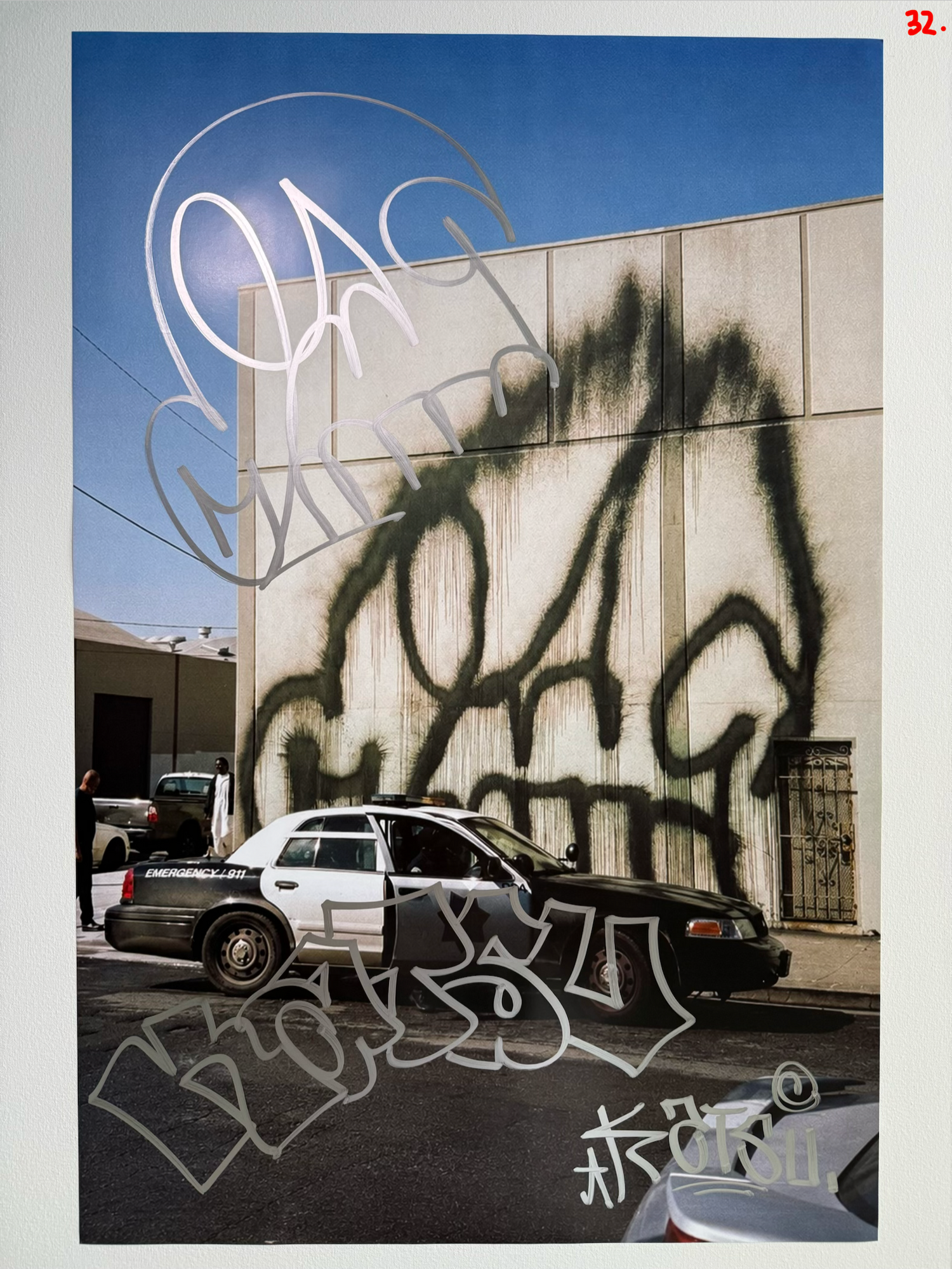 Image of the KATSU Skull Cop #32 poster laid out.