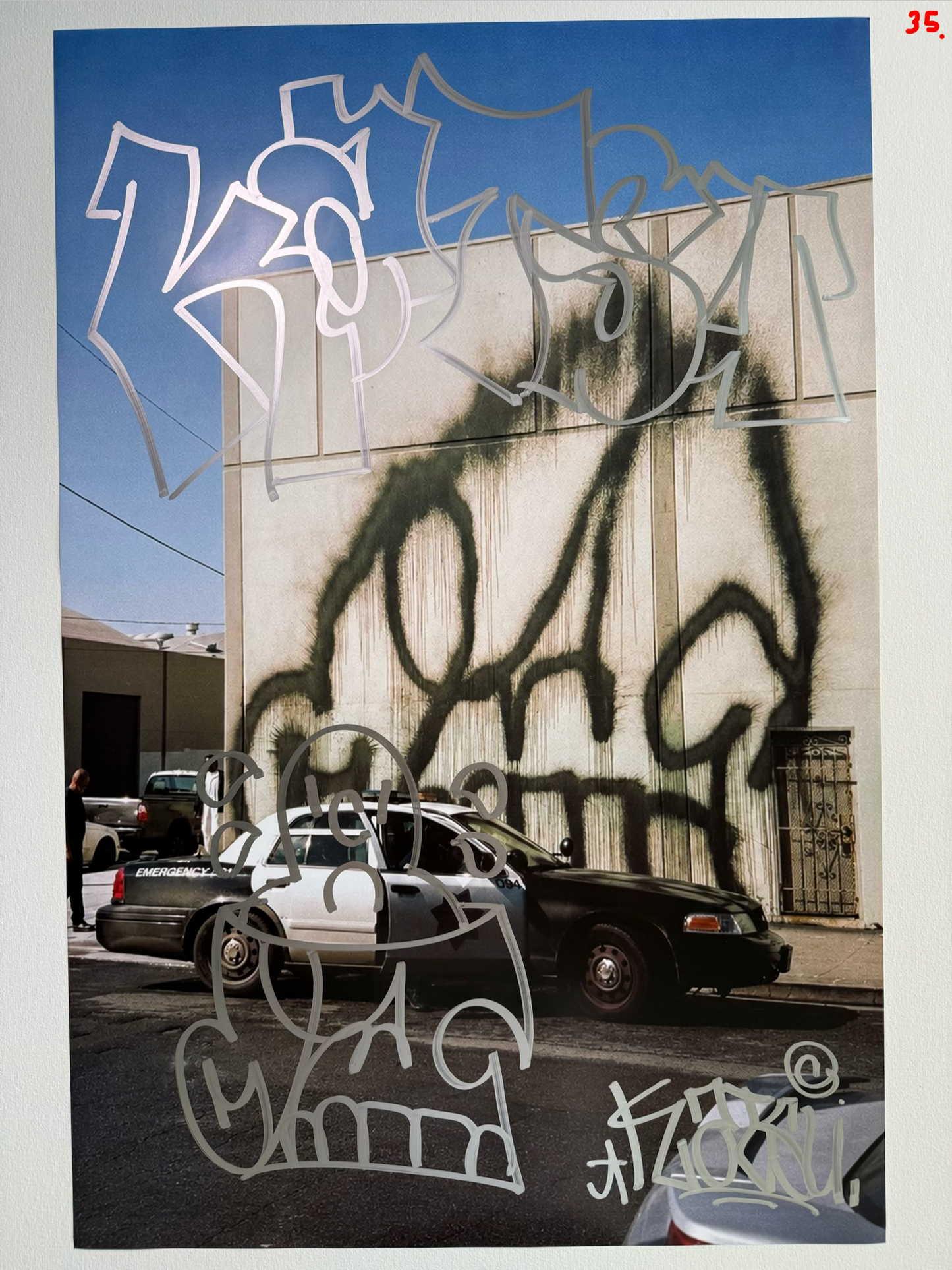 Image of the KATSU Skull Cop #35 poster laid out.