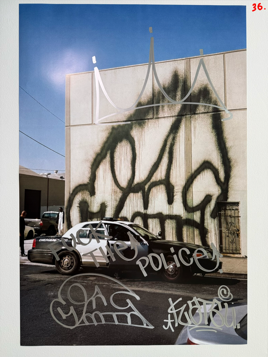 Image of the KATSU Skull Cop #36 poster laid out.