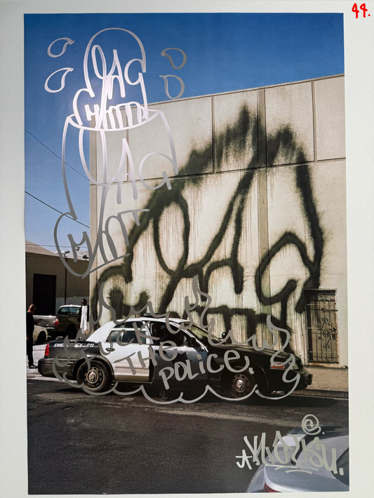 Image of the KATSU Skull Cop #44 poster laid out.