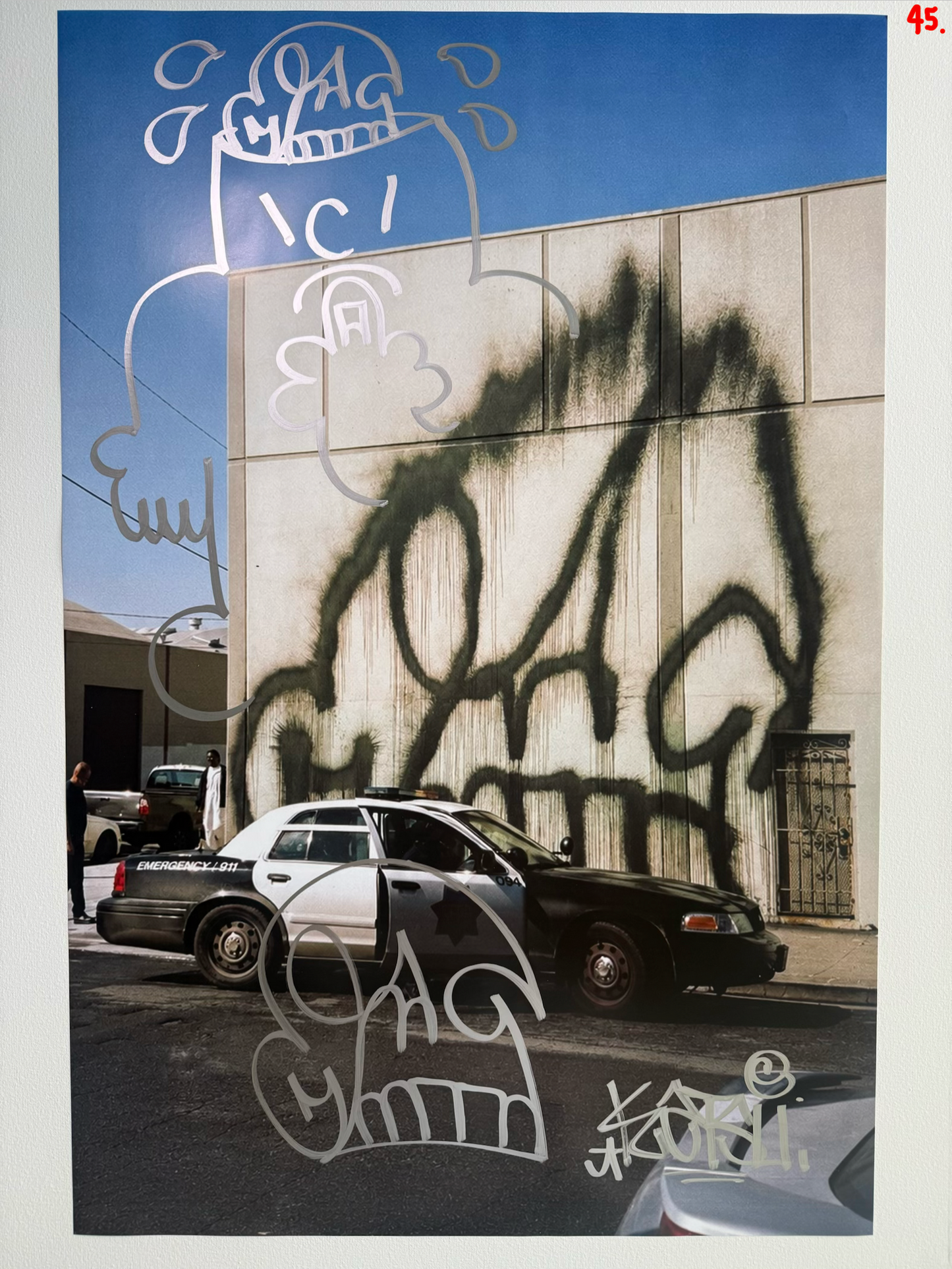 Image of the KATSU Skull Cop #45 poster laid out.