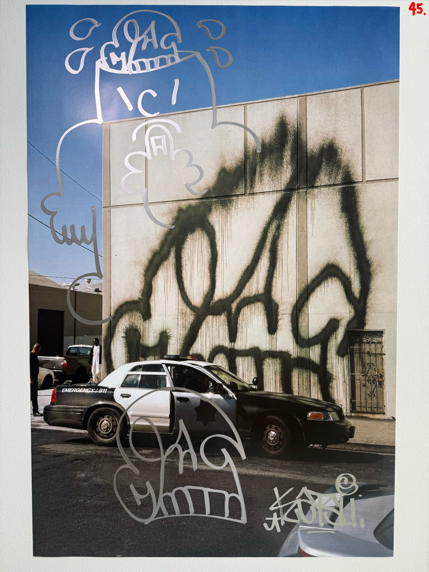 Image of the KATSU Skull Cop #45 poster laid out.