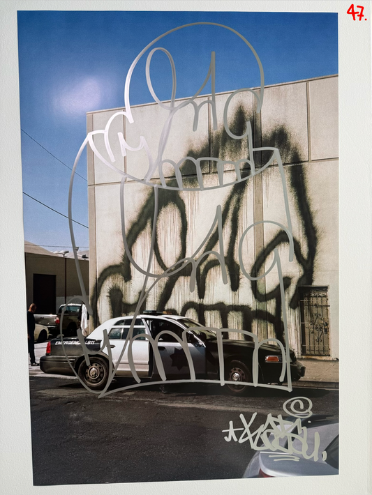 Image of the KATSU Skull Cop #47 poster laid out.