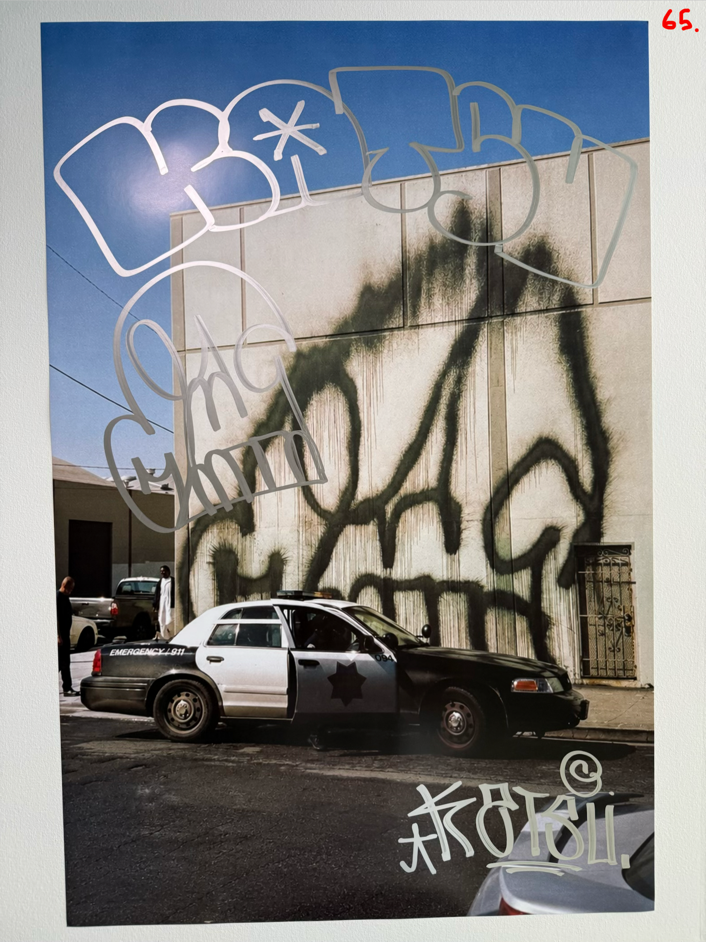 Image of the KATSU Skull Cop #65 poster laid out.