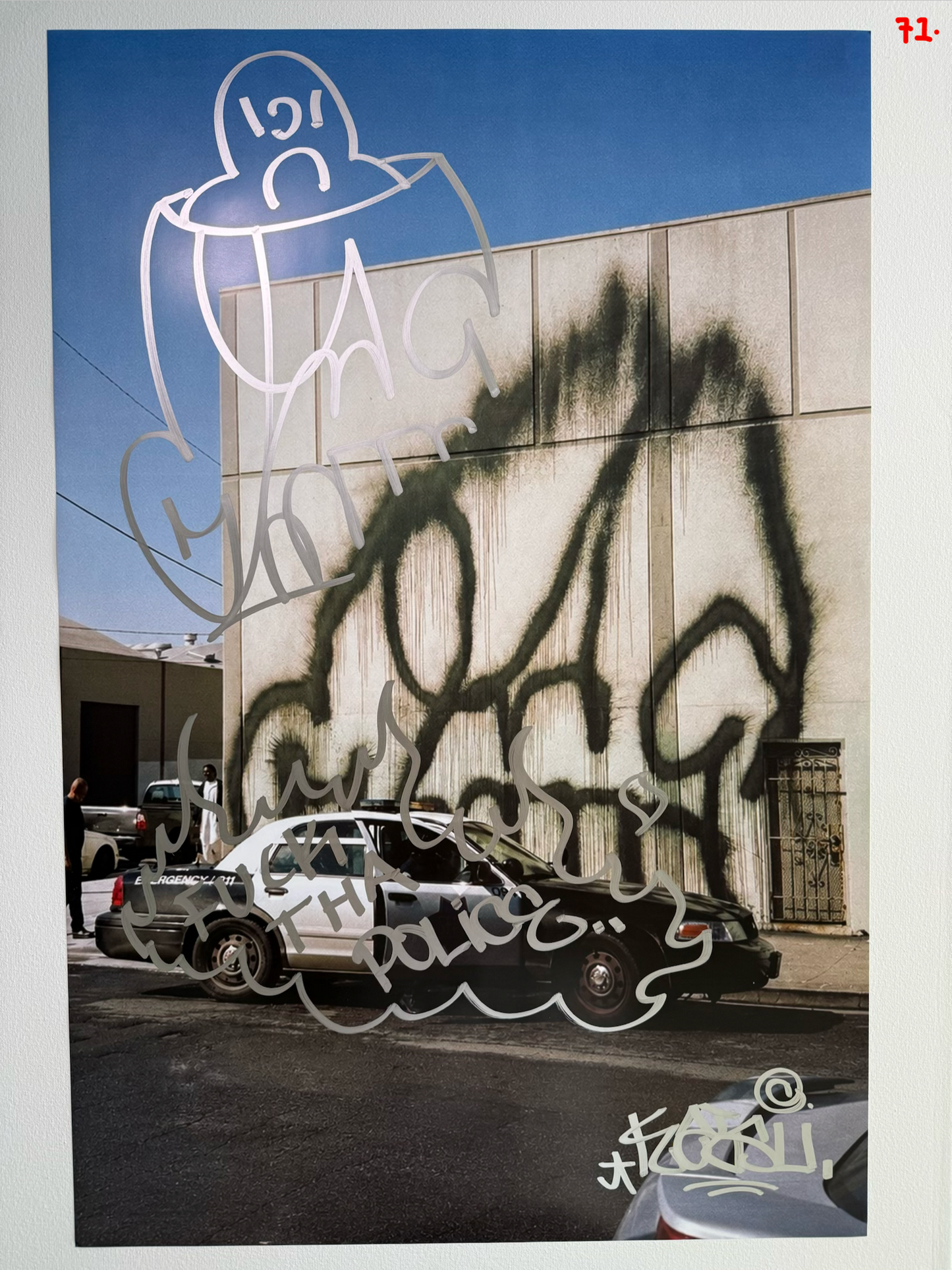 Image of the KATSU Skull Cop #71 poster laid out.