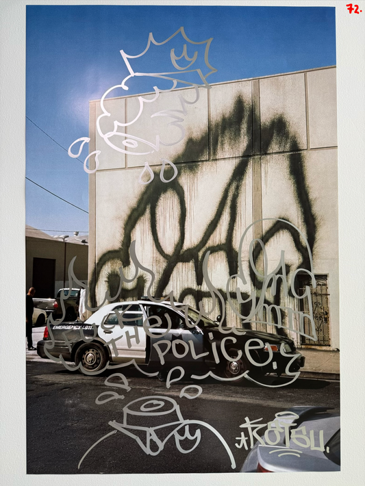 Image of the KATSU Skull Cop #72 poster laid out.