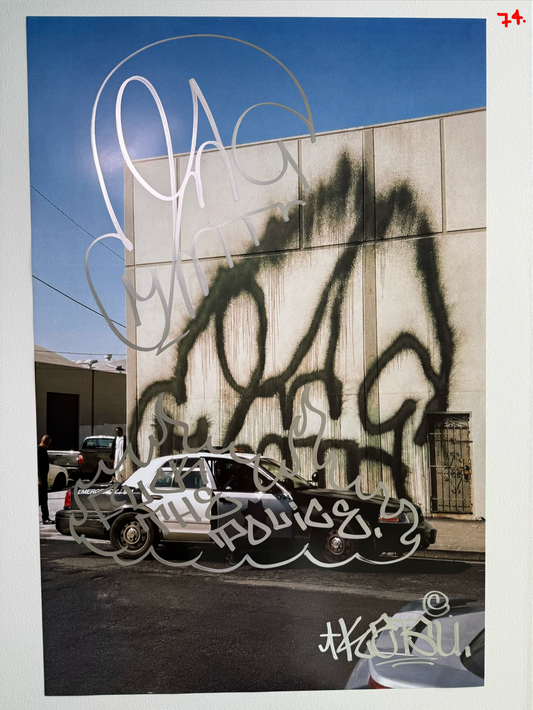 Image of the KATSU Skull Cop #74 poster laid out.