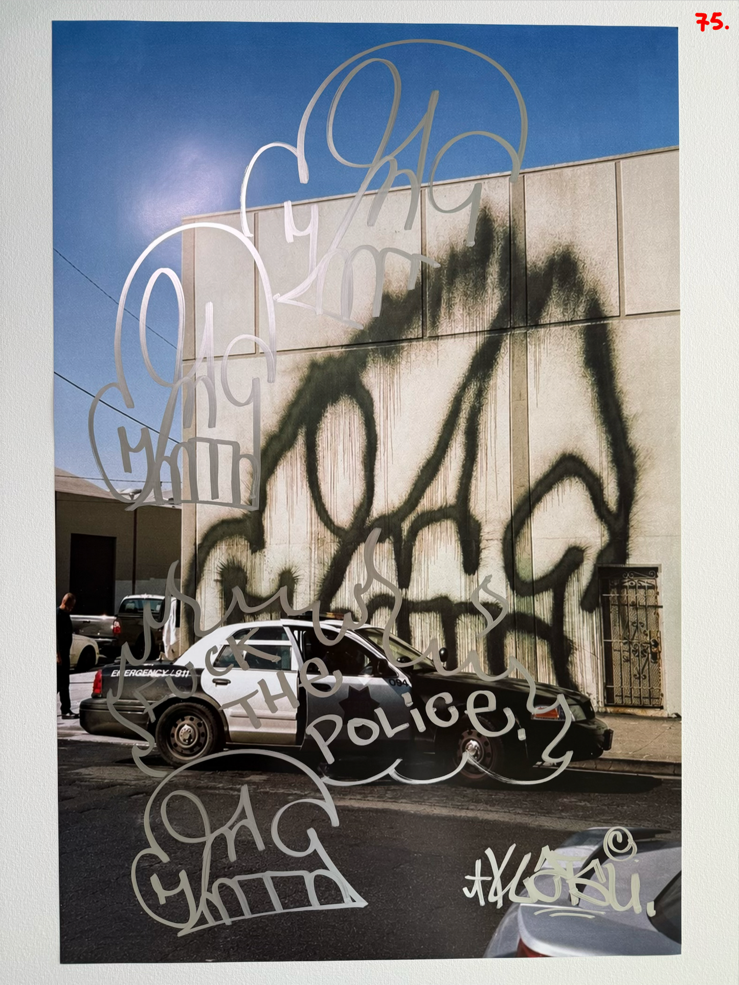 Image of the KATSU Skull Cop #75 poster laid out.
