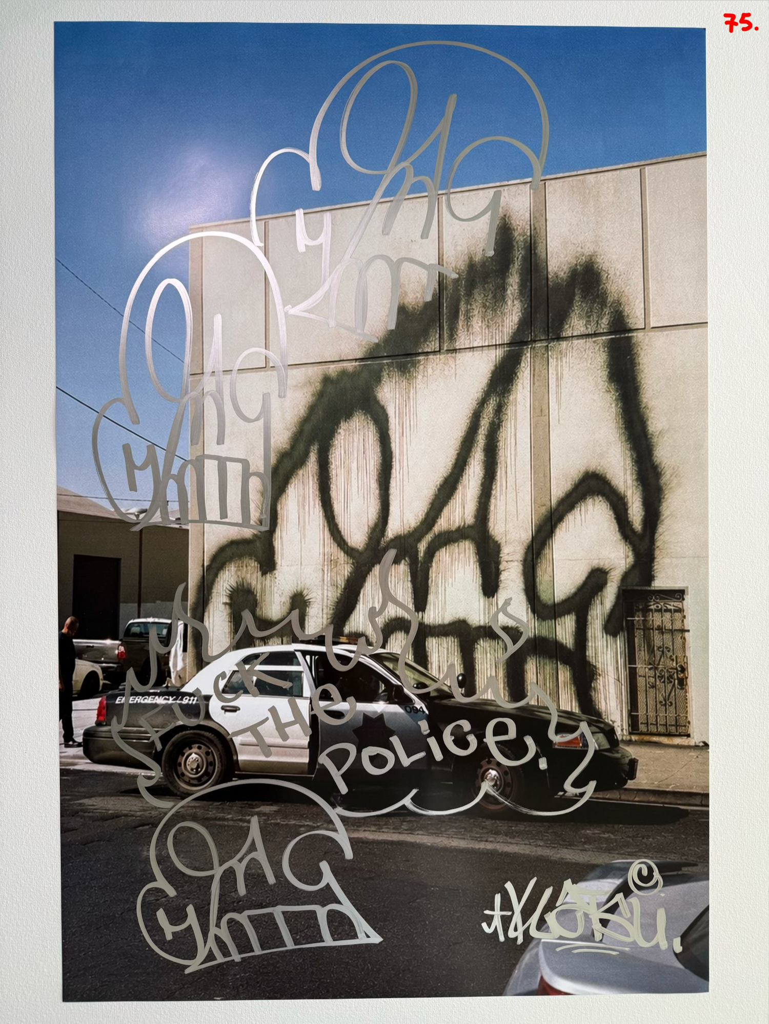 Image of the KATSU Skull Cop #75 poster laid out.