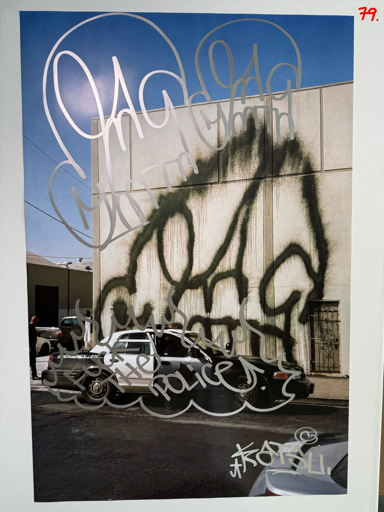 Image of the KATSU Skull Cop #79 poster laid out.