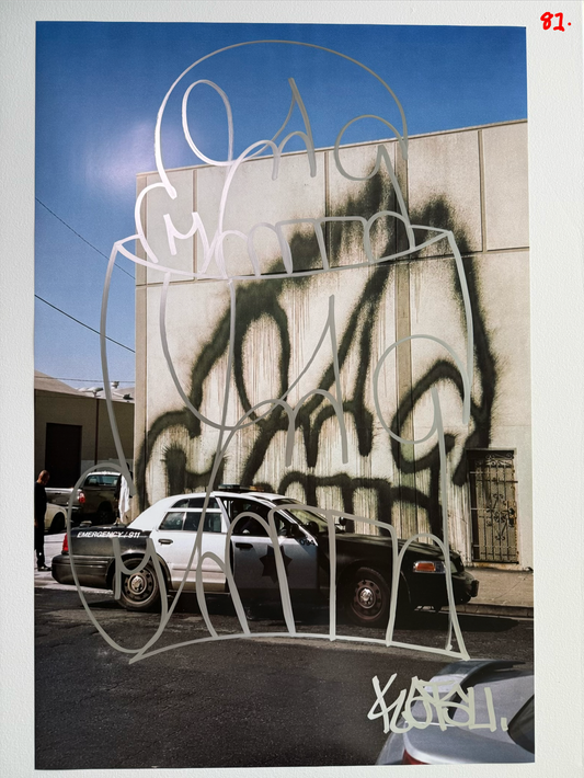 Image of the KATSU Skull Cop #81 poster laid out.