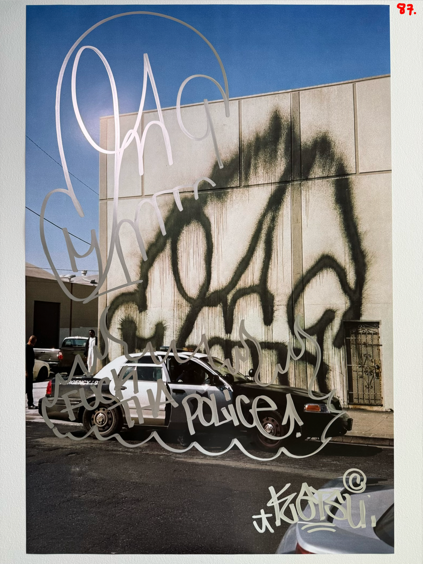 Image of the KATSU Skull Cop #87 poster laid out.
