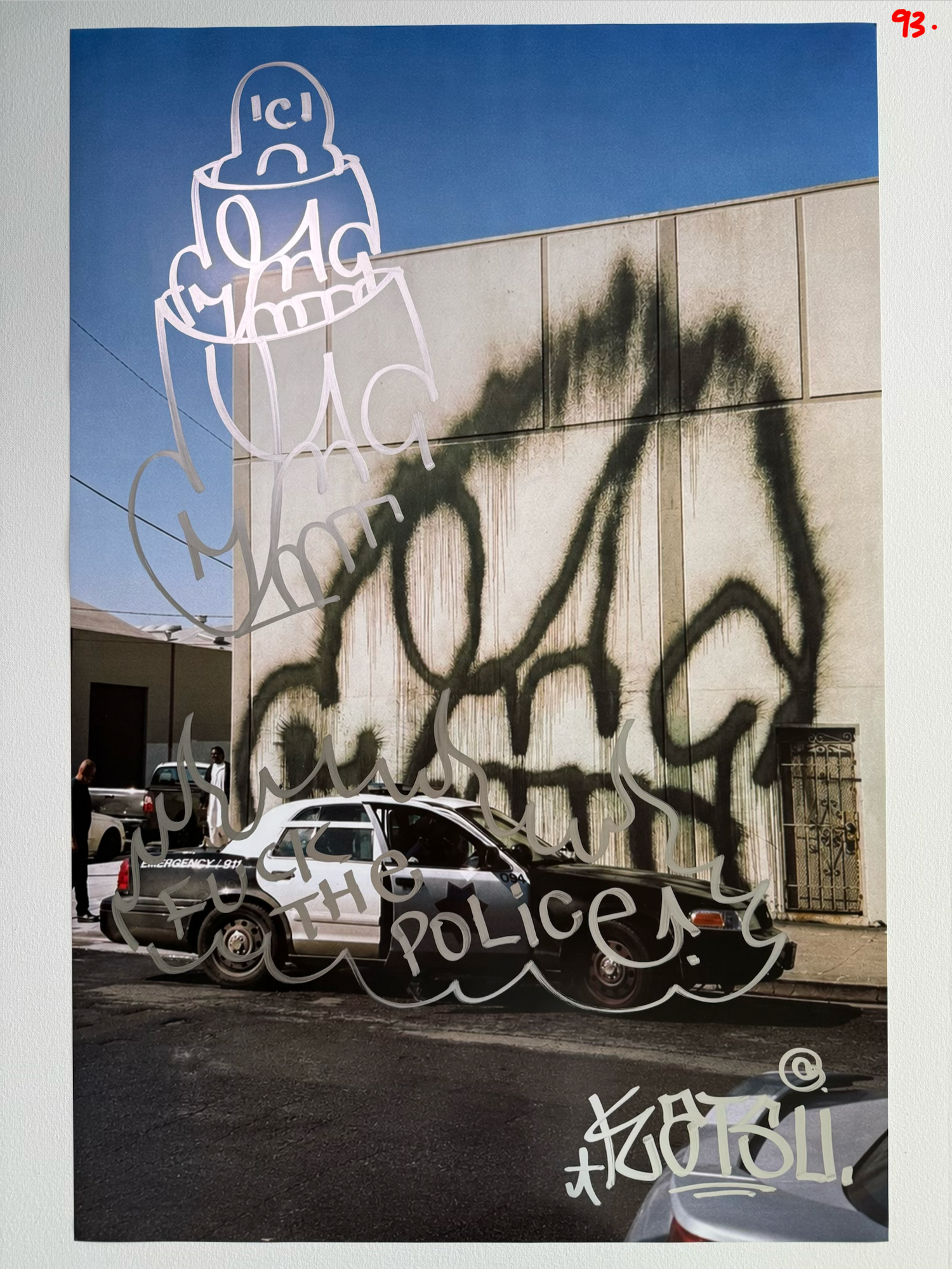 Image of the KATSU Skull Cop #93 poster laid out.