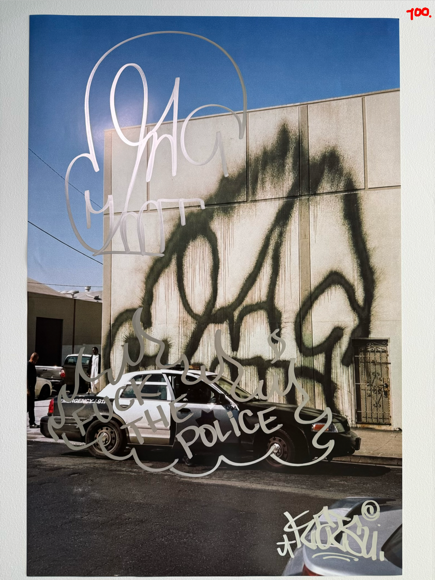 Image of the KATSU Skull Cop #100 poster laid out.