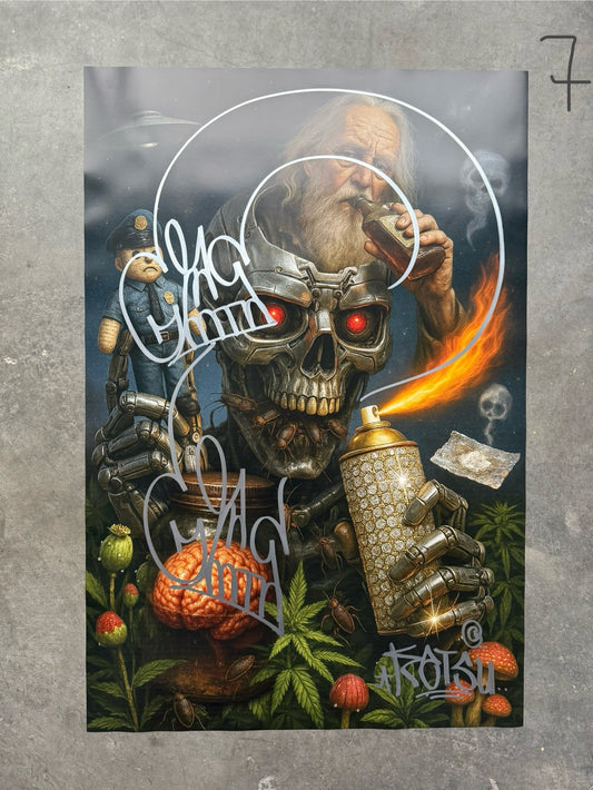Image of the Toxic God #7 poster laid out.
